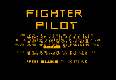 Fighter Pilot game screenshot for Commodore PET